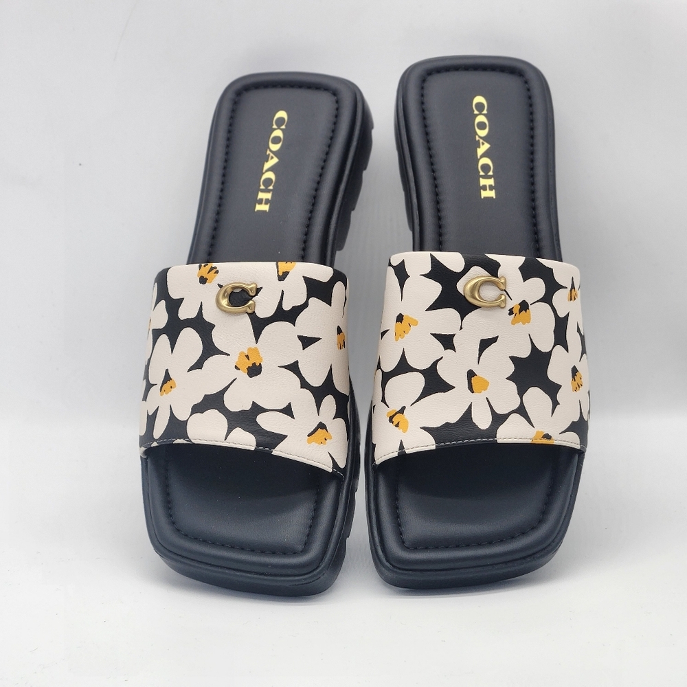 Coach Florence Slide Sandal in Chalk Floral Multi Womens 8.5B